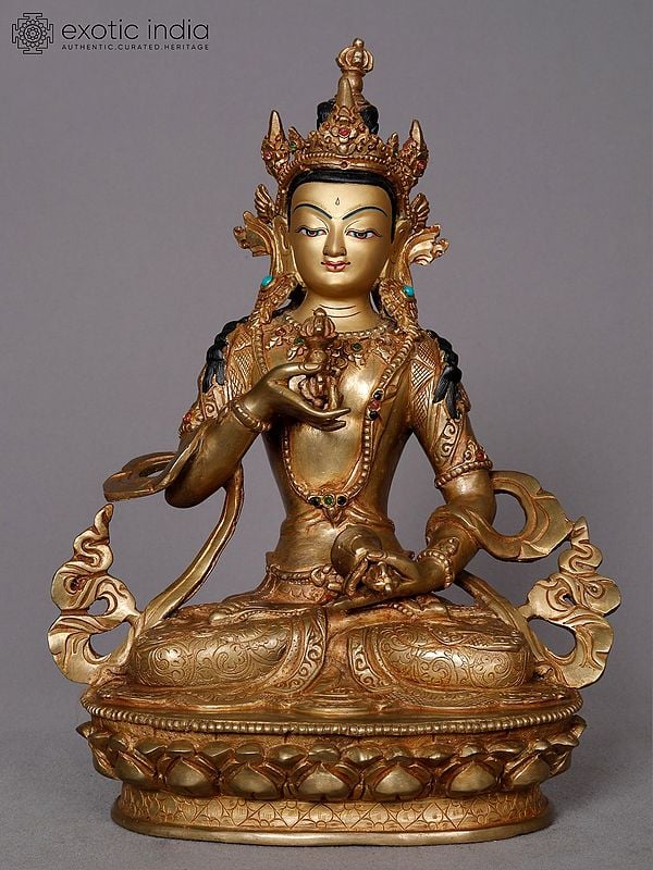 10" Buddhist Deity Vajrasattva Copper Statue from Nepal | Nepalese Metal Idols