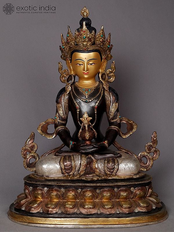 19" Aparmita Buddha Copper Statue from Nepal | Amitayus Buddha Idol