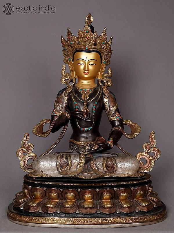 18" Buddhist Deity Vajrasattva Copper Statue from Nepal | Nepalese Metal Idols