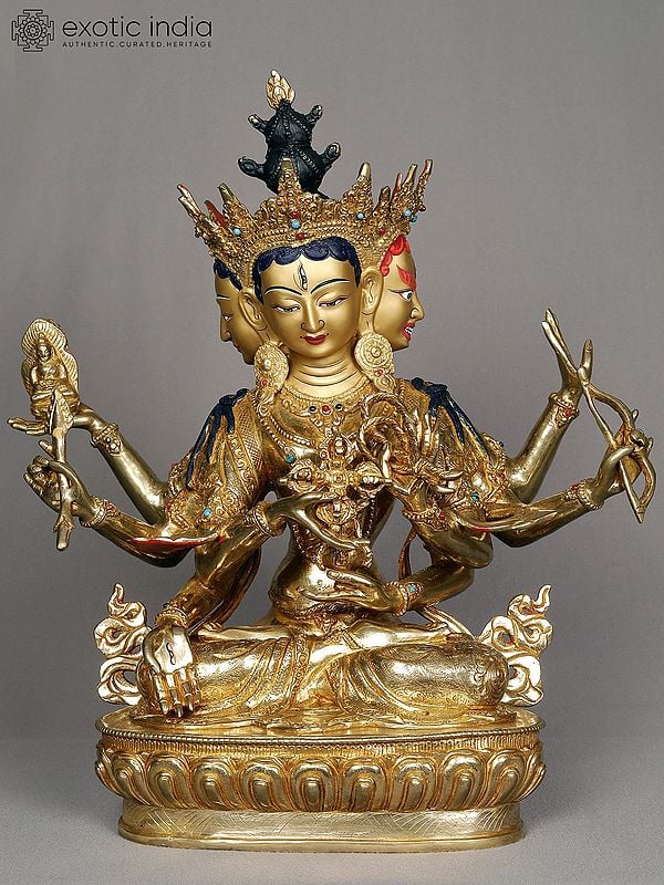 13" Buddhist Deity Namgyalma Copper Statue from Nepal | Nepalese Metal Idols