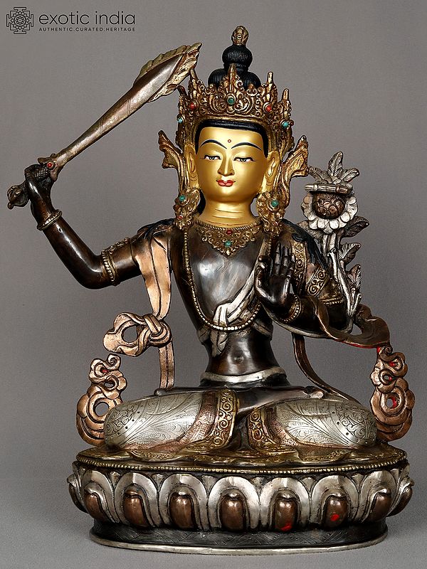 13" Manjushri Copper Statue from Nepal | Nepalese Metal Idols