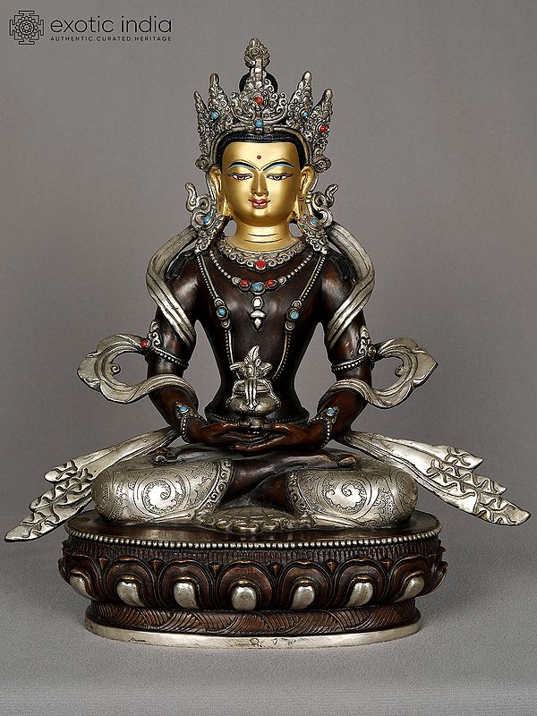 11" Amitayus Buddha Copper Statue from Nepal | Amitabha Buddha Sculptures