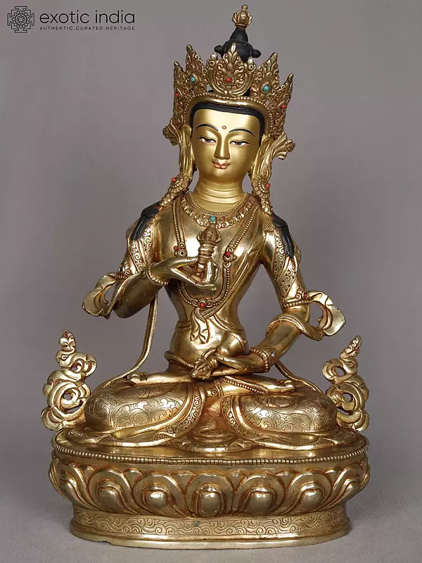 14" Buddhist Deity Vajrasattva Copper Sculpture