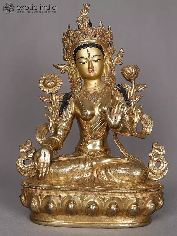 13" White Tara Copper Sculpture | Statue from Nepal