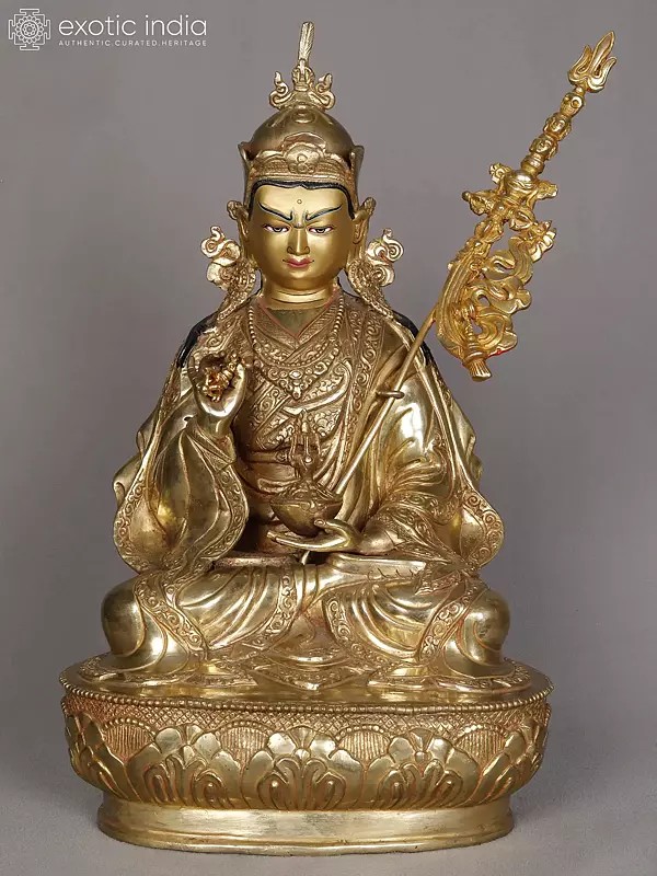 15" Guru Padmasambhava Copper Sculpture | Statue from Nepal