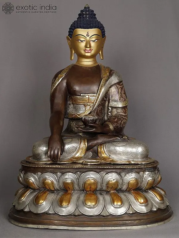 Nepalese Copper Statue: 19" Shakyamuni Buddha