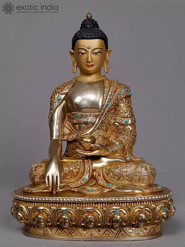 9" Buddhist Deity Shakyamuni Buddha Copper Idol | Nepalese Copper Statue