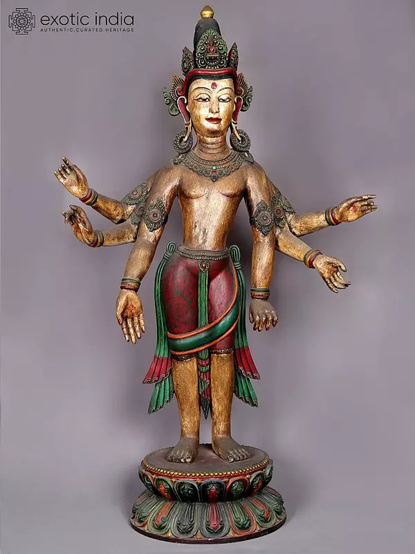 Large Wooden Amoghapasha from Nepal