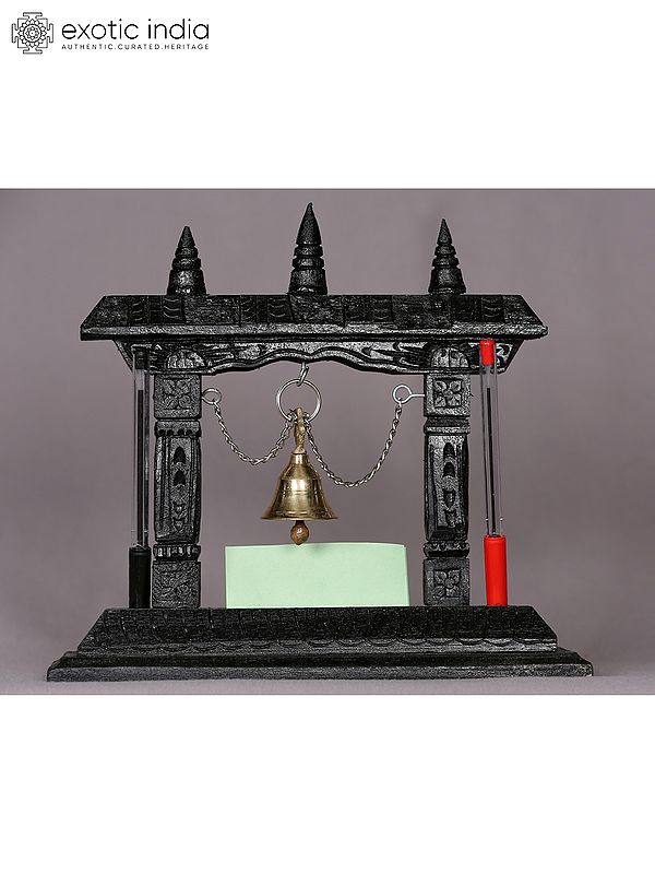 10" Wooden Temple with Brass Bell