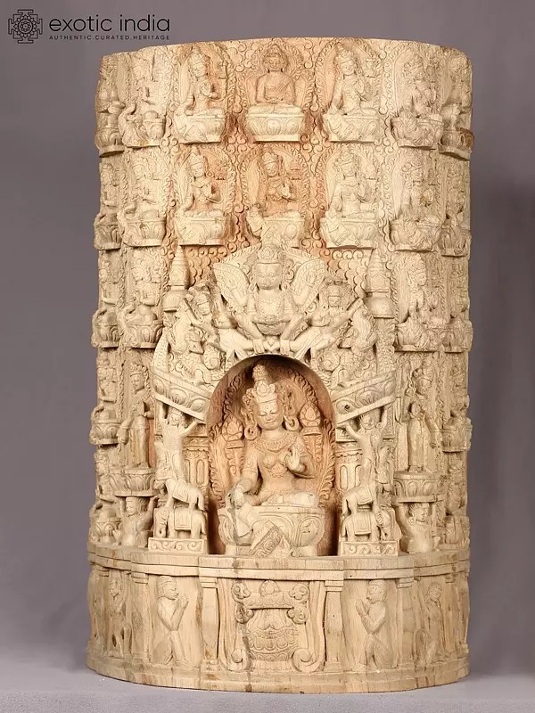 24" Breath taking 21 Taras Handcarved In Wood | Mother Of All Buddhas | Masterpiece | Handcrafted In Nepal