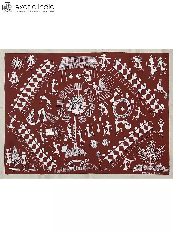 Traditional Celebration In Tribes | Warli Art on Cotton