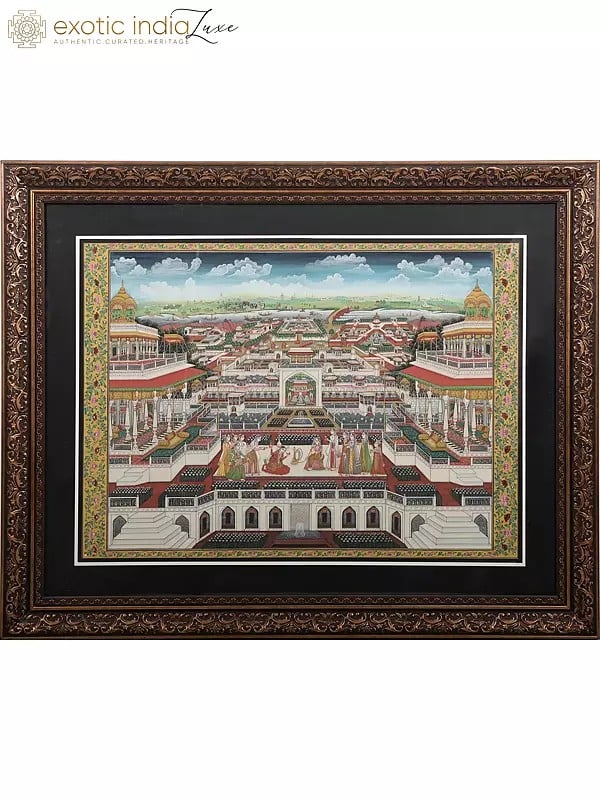 Attractive Painting Of Jaipur City Palace | With Frame | Stone Color On Paper | By Kailash Chandra