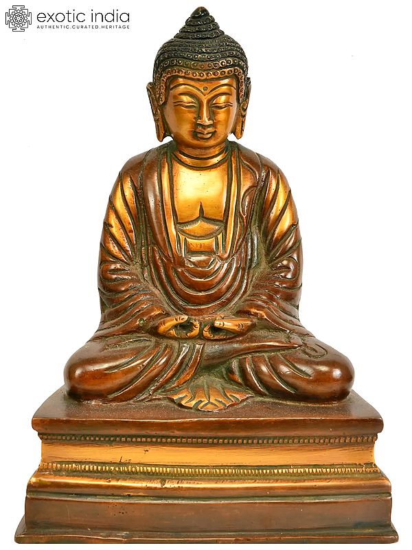 8" Japanese Buddhist - Lord Buddha in Meditation In Brass | Handmade | Made In India