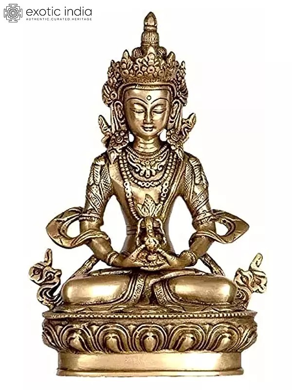 9" Tibetan Buddhist Deity Amitabha In Brass | Handmade | Made In India