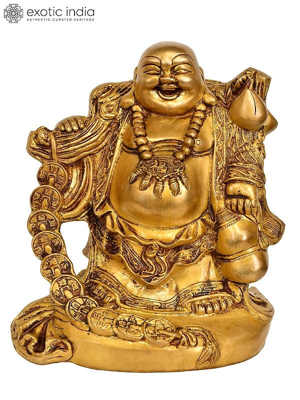 10" The Joyous Laughing Buddha - Tibetan Buddhist In Brass | Handmade | Made In India