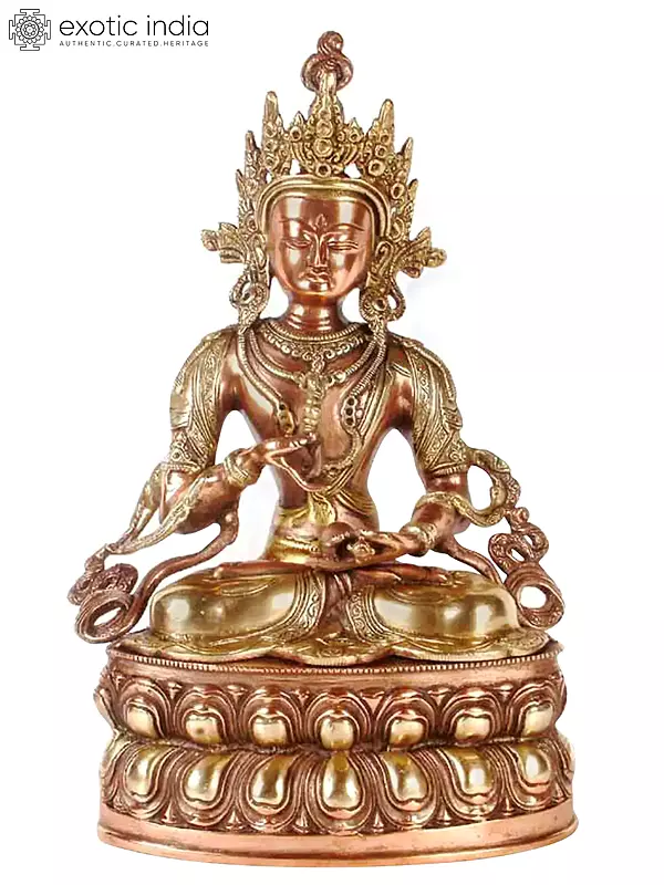 13" Vajrasattva Brass Statue – Tibetan Buddhist Divine Priest of Purification | Handmade in India