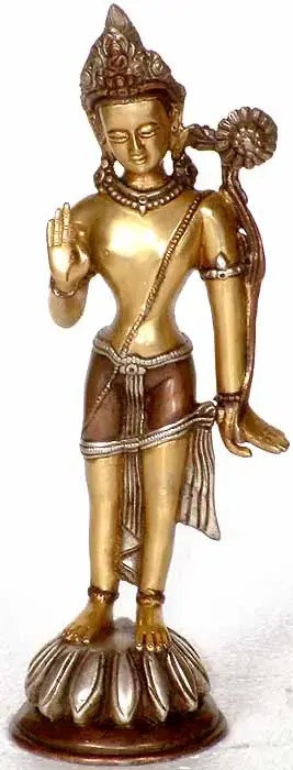 10" Padampani Avalokiteshvara in Brass | Handmade Buddhist Statue | Made in India