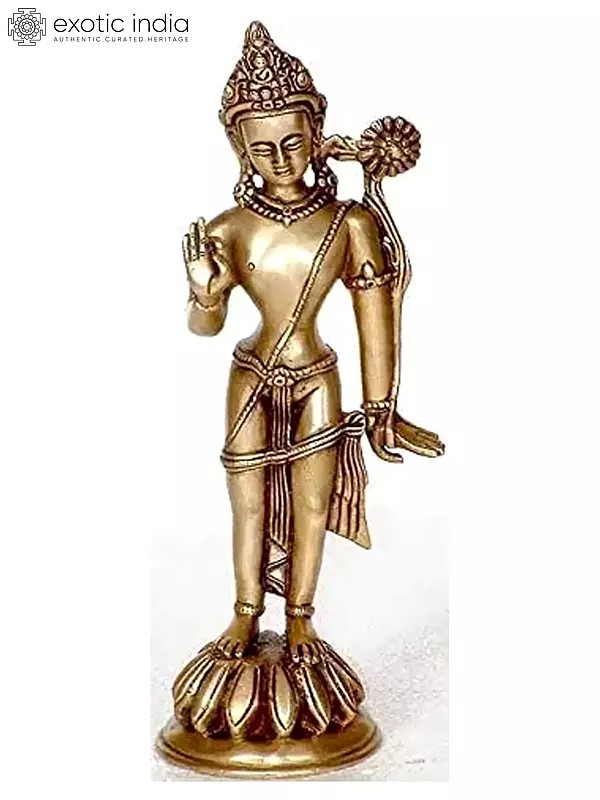 10" (Tibetan Buddhist Deity) Padampani Avalokiteshvara In Brass | Handmade | Made In India