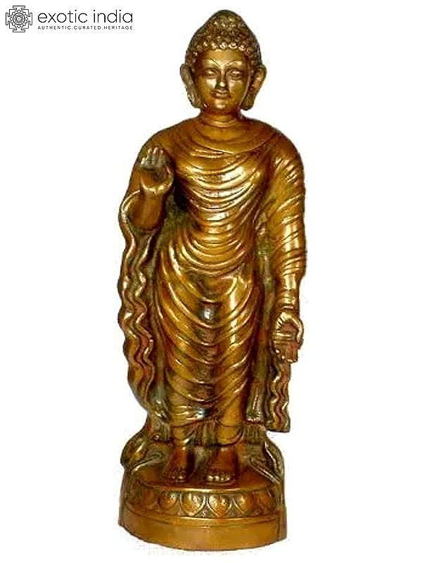 24" Lord Buddha Brass Figurine | Handmade in India | Symbol of Peace & Enlightenment