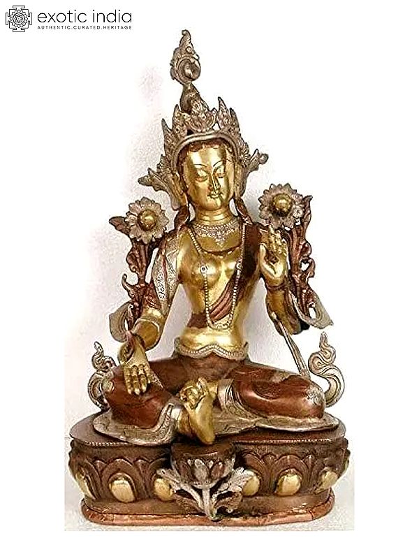 19" The Goddess Green Tara (Tibetan Buddhist Deity) In Brass | Handmade | Made In India