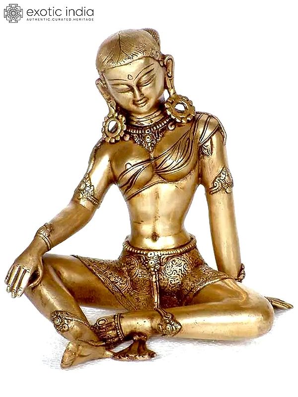 8" Goddess Green Tara Brass Idol | Handmade Tibetan Buddhist Deity Statue