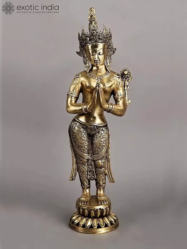 30" Large Size Namaste Tara Tibetan Buddhist Deity Brass Statue | Made in India