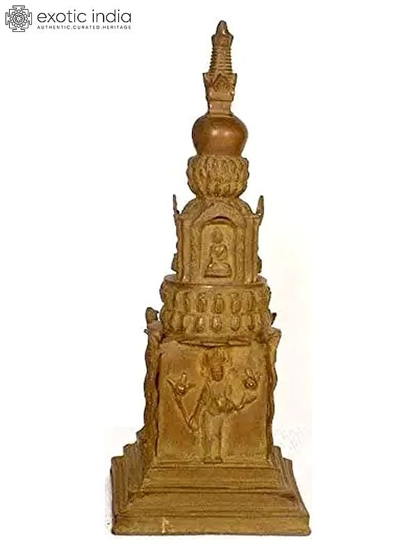 21" Tibetan Buddhist Stupa in Brass | Handmade | Made in India