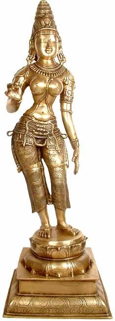 51" Large Goddess Parvati Brass Sculpture | Indian Handcrafted Murti