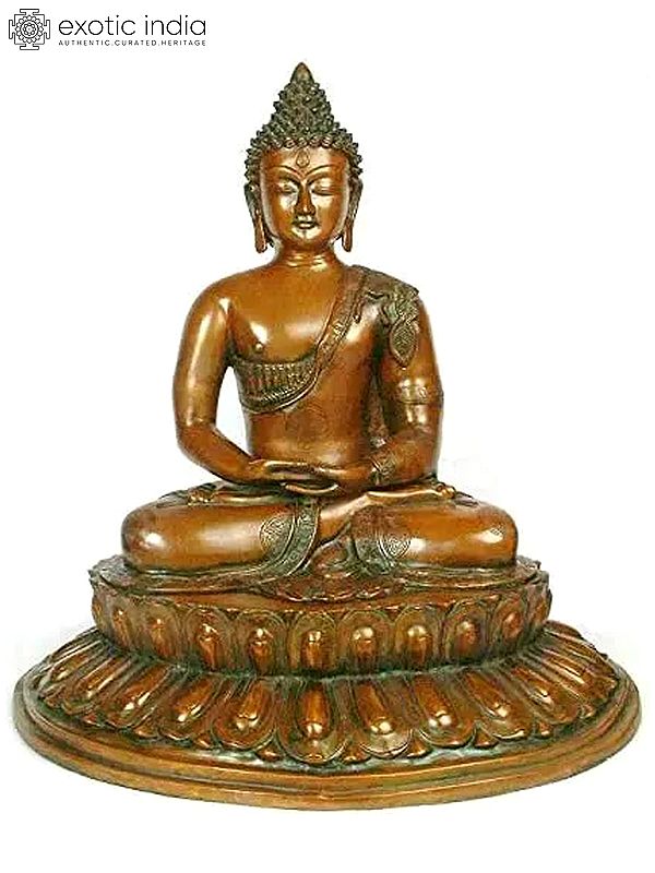 21" Large Size Lord Buddha Idol in Meditation | Handmade Brass Statue