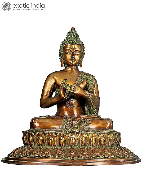 21" Lord Buddha Brass Idol Seated in Padmasana | Handmade | Made in India