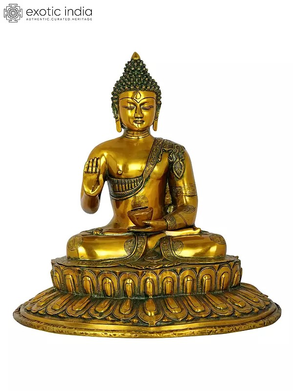 22" Large Size The Buddha Blesses In Brass | Handmade | Made In India