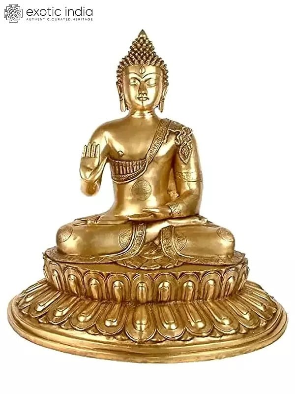 22" Large Size The Buddha Blesses In Brass | Handmade | Made In India