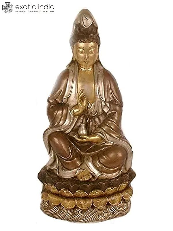 21" Kuan Yin - The Chinese Goddess of Compassion In Brass | Handmade | Made In India