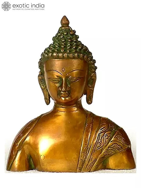 7" Buddha Bust In Brass | Handmade | Made In India