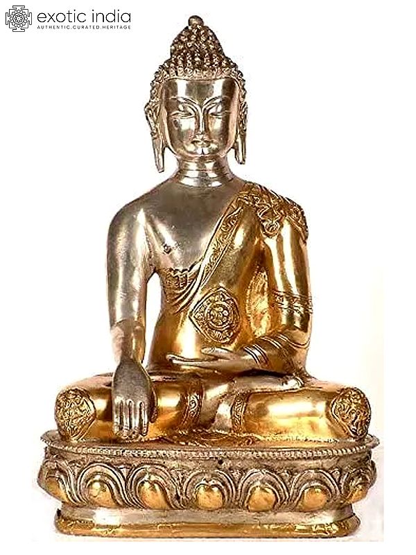 11" Buddha in Bhumisparsha Mudra In Brass | Handmade | Made In India