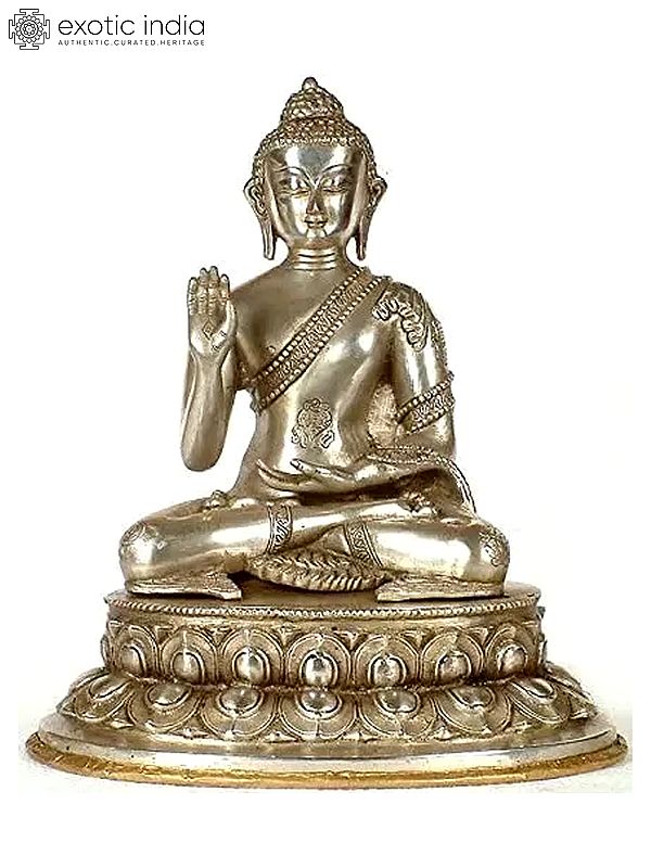 13" Buddha in Abhaya Mudra In Brass | Handmade | Made In India