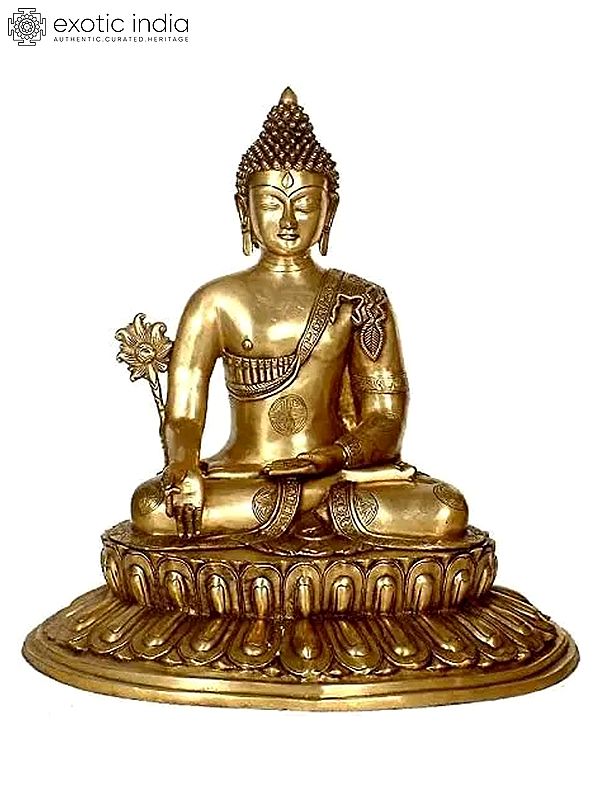 22" Large Size Medicine Buddha (Tibetan Buddhist Deity) In Brass | Handmade | Made In India