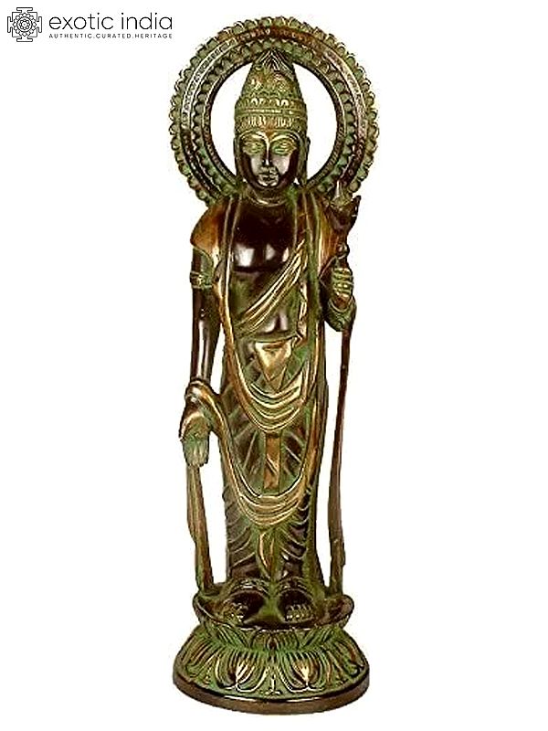 15" Japanese Buddha In Brass | Handmade | Made In India