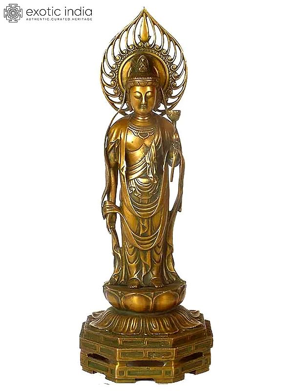23" Japanese Form of Padmapani Avalokiteshvara (Kuan Yin) In Brass | Handmade | Made In India