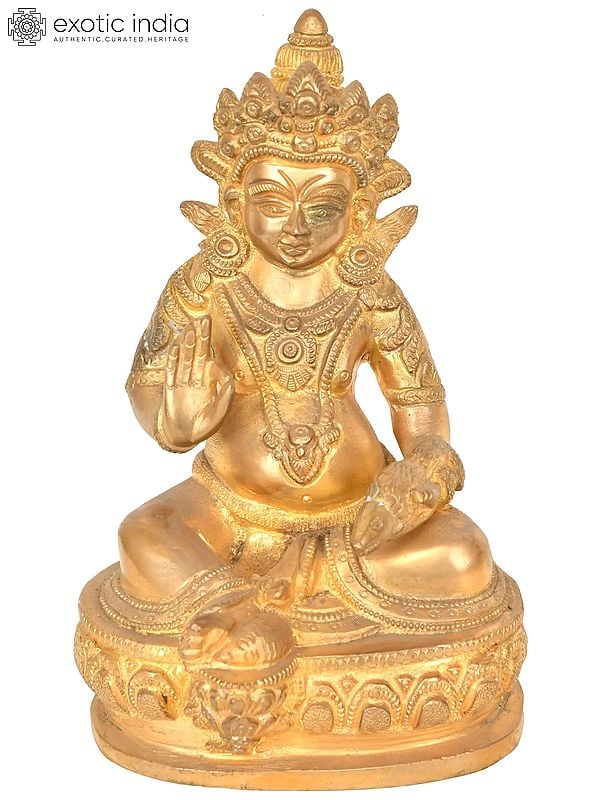 7" Kubera (Tibetan Buddhist Deity) In Brass | Handmade | Made In India