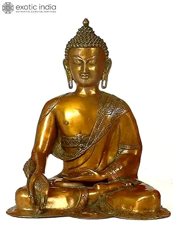 16" Medicine Buddha (Tibetan Buddhist Deity) In Brass | Handmade | Made In India