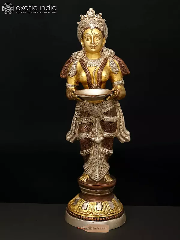 23" Deeplakshmi In Brass | Handcrafted In India