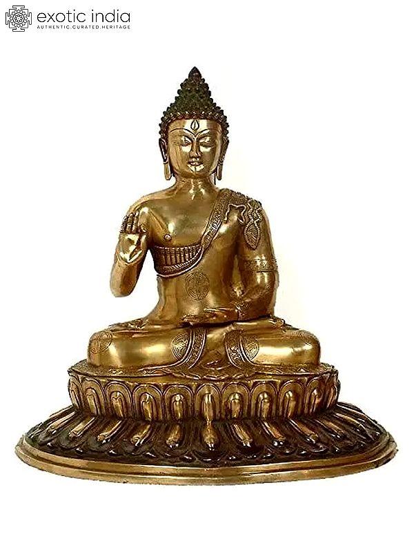 22" Large Size Blessing Buddha In Brass | Handmade | Made In India