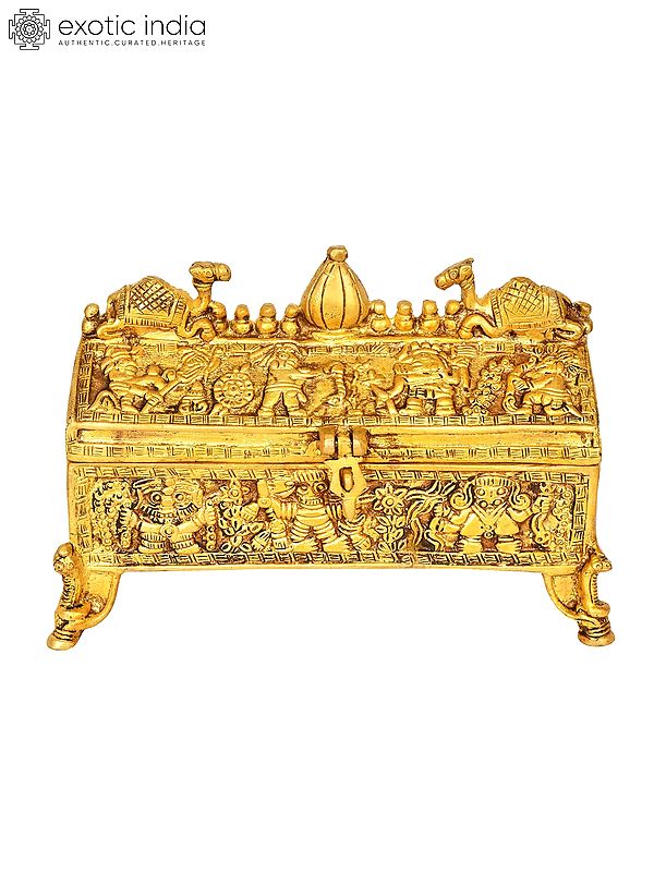 9" Mythical Treasure Box in Brass | Handmade | Made In India
