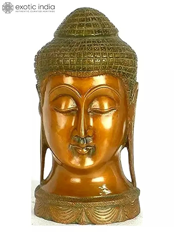 10" The Buddha Head In Brass | Handmade | Made In India