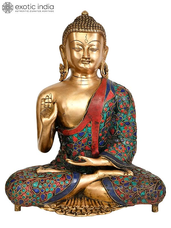 13" Tibetan Buddhist Deity Preaching Buddha In Brass | Handmade | Made In India