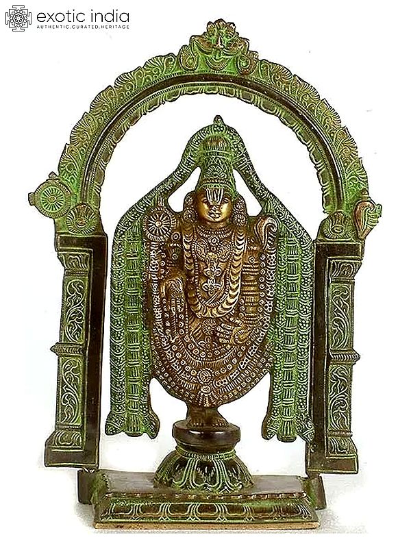 13" Lord Venkateshvara as Balaji at Tirupati | Handmade Brass Statue | Made in India