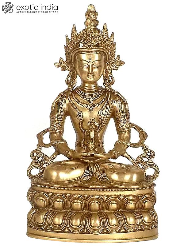 13" Tibetan Buddhist Deity Amitabha Buddha Brass Statue | Handmade | Made in India