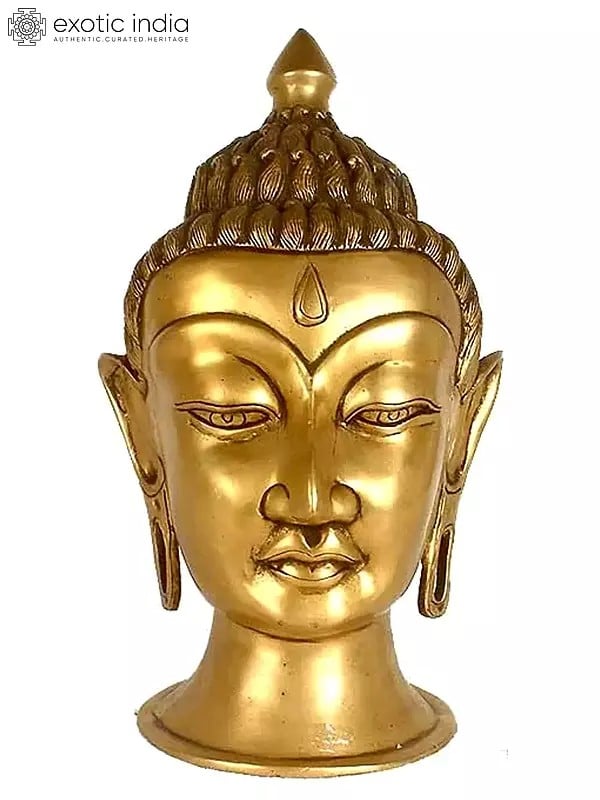 12" Lord Buddha Head In Brass | Handmade | Made In India