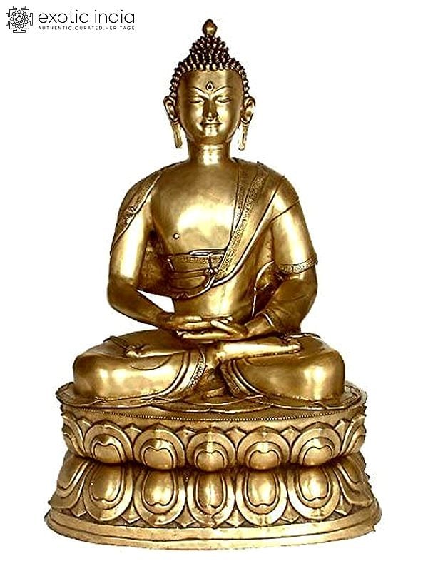 39" Large Size Buddha in Dhyana Mudra | Brass | Handmade | Made In India